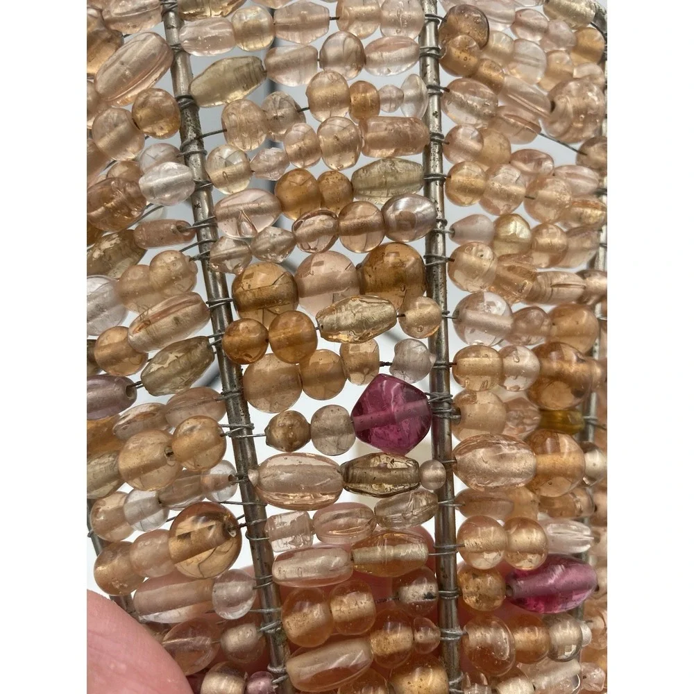 Glass Beaded Wall Sconce Candle Holders Set Of 2 MCM Boho Hollywood Regency NWT